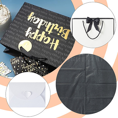 2 шт. прямоугольные бумажные подарочные пакеты с ручками для хранения и лентами ABAG-SP0001-05E-1