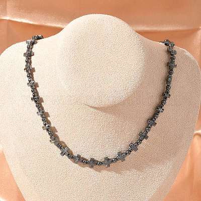 Немагнитные гематитовые бусины ожерелья для женщин и мужчин NJEW-R020-01-1