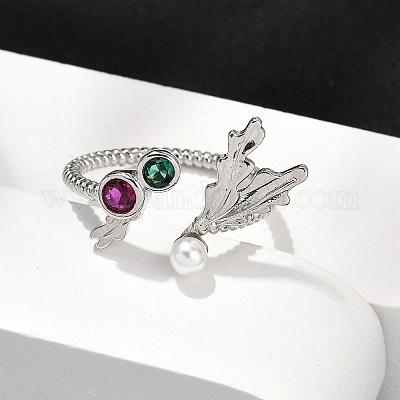 Кольца-манжеты из листовой латуни с микропаве из кубического циркония для женщин RJEW-K240-11P-1