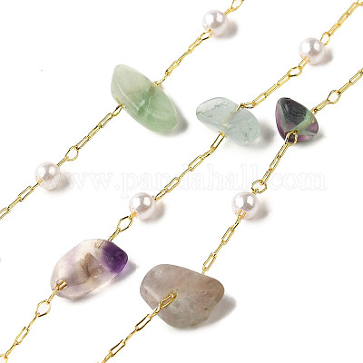 Цепочки из бисера ручной работы из натурального флюоритового бисера CHC-F020-02G-01-1