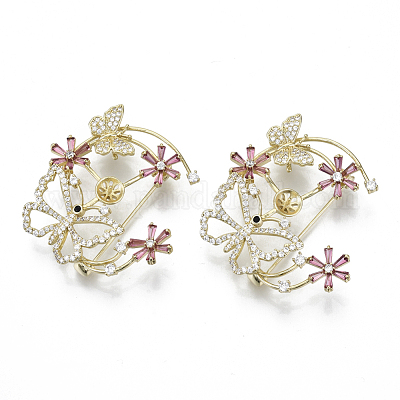 Латунь микро проложить кубического циркония фурнитуры брошки KK-N232-76-NF-1