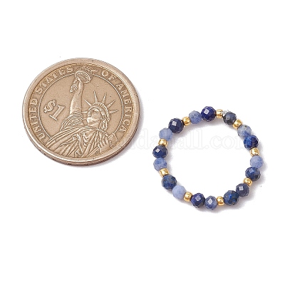 Растягивающиеся кольца из натурального содалита RJEW-JR00867-01-1