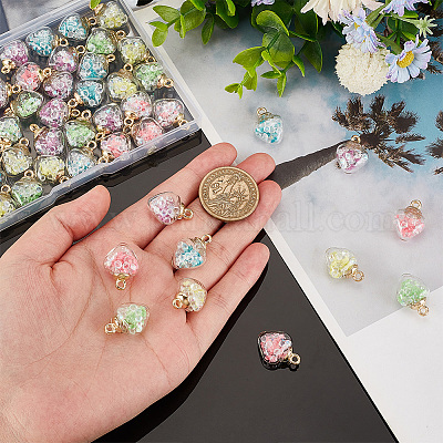 50 шт. двухцветные светящиеся стеклянные подвески GLAA-PH0002-59-1