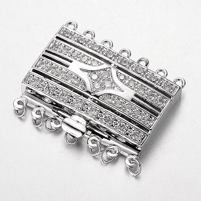 Латунь кубического циркония коробка застежками ZIRC-O020-09P-NR-1