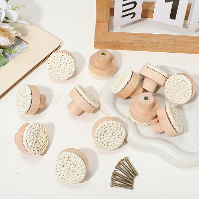 Круглые ручки для ящиков из ротанга и дерева DIY-WH20410-01B-1