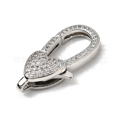 Застежки-клешни из прозрачной латуни с кубическим цирконием KK-Z078-46B-P-1