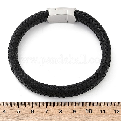 Плетеные браслеты из микрофибры и кожи для женщин и мужчин BJEW-D304-07P-01-1