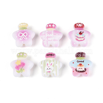 Печатные непрозрачные акриловые бусины&nbsp;SACR-T018-13M-1