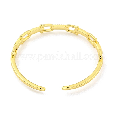 Подковообразные латунные браслеты с микро-паве и прозрачным кубическим цирконием для женщин с открытыми манжетами BJEW-Z062-03B-1
