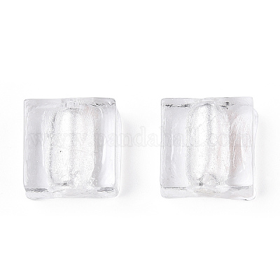 Бусины ручной работы бусины серебряной фольгой FOIL-S006-12x12mm-11-1