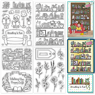 Book Clear Stamps Bookcase Bookshelf Transparent Silicone Stamp Seal for  Card Journal Diary Making Decoration and DIY Scrapbooking 