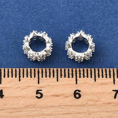 Волна плоские круглые латунные микро-паве кубические циркониевые европейские бусины KK-K300-07A-S-1