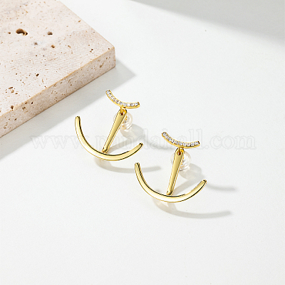 Серьги-гвоздики в стиле панк-шик с латунным паве и прозрачными кубическими цирконами LK0340-1