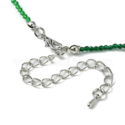 Колье из граненого ронделя из стеклянных бусин для женщин NJEW-M208-02I-1