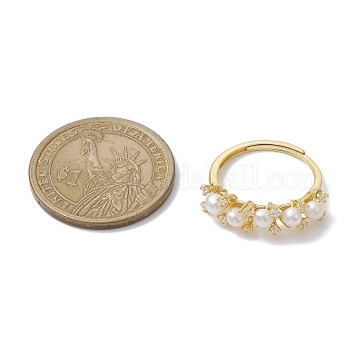 Регулируемые кольца круглой формы с натуральным жемчугом RJEW-P113-04G-1
