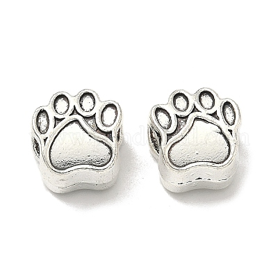 Тибетский стиль сплава цинка собака Прайнтс европейские бисер&nbsp;LS-X-MPDL-R038-008AS-RS-1