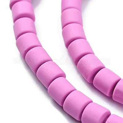 Handmade Polymer Clay Bead Strands, Column, Violet, 6.5x6mm, Hole: 1.2mm,  about 61pcs/strand, 15.75 inch(40cm)