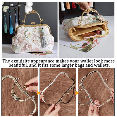 Ручка-рамка для кошелька с замком-поцелуем из железа&nbsp;AJEW-WH20004-33A-1