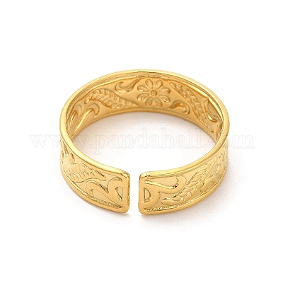 Ионное покрытие(ip) 304 нержавеющая сталь манжета широкие кольца для пальцев RJEW-L107-009G-1