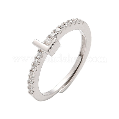 S925 регулируемые кольца с буквами из стерлингового серебра для женщин RJEW-M068-01P-L-1