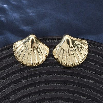 Серьги-гвоздики в форме ракушки из латуни EJEW-H165-02B-G-1