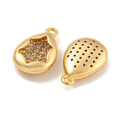 Латунные микропаве прозрачные подвески с фианитом KK-U006-07G-03-1