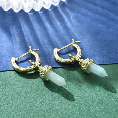 Серьги-кольца из натурального цветка амазонита EJEW-P306-01G-11-1