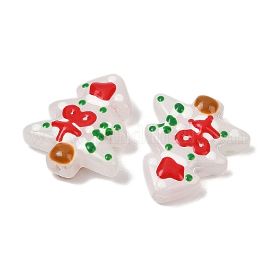 Бусины лэмпворк ручной работы новогодняя тема LAMP-I027-07O-01-1