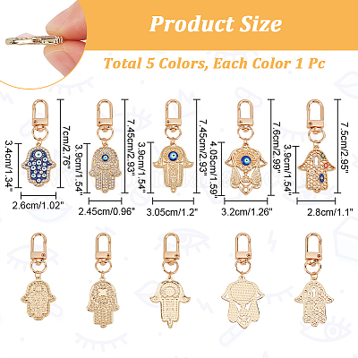 5 шт. 5 цвета хамса рука/рука Мириам с дурным глазом сплав эмалированный кулон украшение HJEW-NB0001-75-1