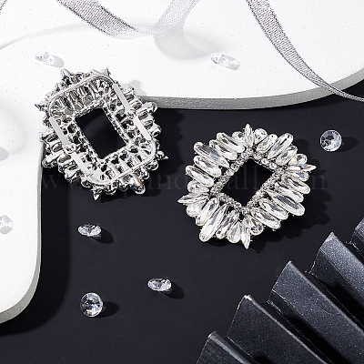 2 Clips à Strass Pour Boucles De Chaussures - Déco En Alliage Doré, 6.1x4.5 Cm, Neufs
