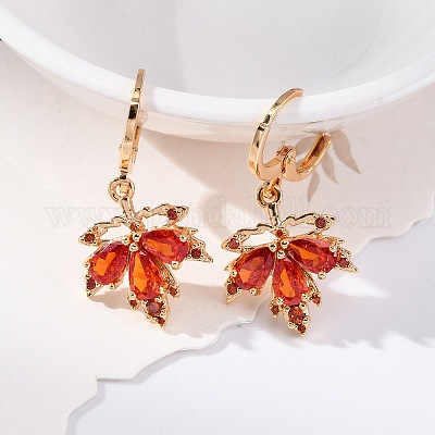 Латунные микропроволочные кубические серьги с цирконием EJEW-K300-42G-1