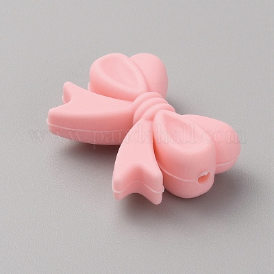 Силиконовые бусины с бантиком SIL-WH0010-24-1