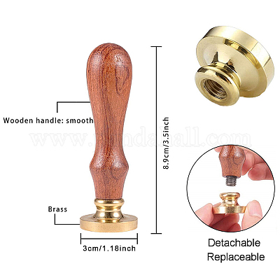 Латунная восковая печать штамп с ручкой AJEW-WH0184-0063-1