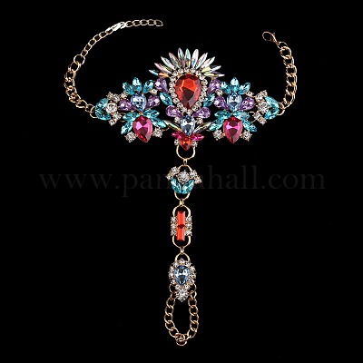 Модные браслеты на пальцы ног из сплава и акрила с цветочным принтом и стразами для пляжной вечеринки WGAEED0-03-1