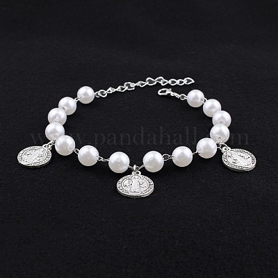 Винтажный плоский круглый браслет из нержавеющей стали с подвесками в виде святого Бенедикта RY1867-1