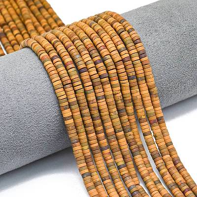 Нити бусин из натуральной желтой океанической яшмы G-P575-B32-4x1mm-1