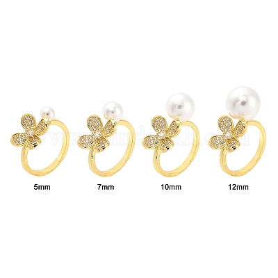 Закрепки для колец-манжет с цветочным узором из латуни с микропаве из кубических цирконий KK-K297-23G-1