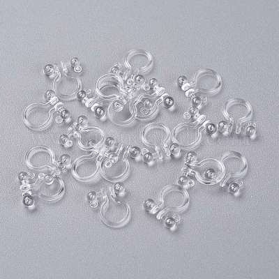 Plastic Clip-on Earring Findings, for Non-pierced Ears, Clear