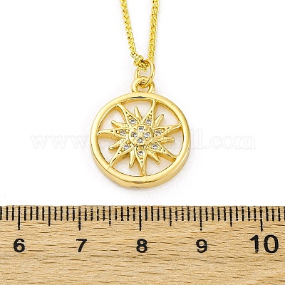 Ожерелья с подвесками из латуни с прозрачным кубическим цирконием NJEW-C071-05A-G-1