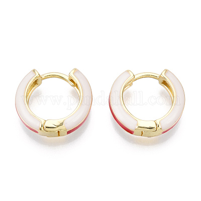 Латунные английском замке Серьги-кольца EJEW-S209-07D-1