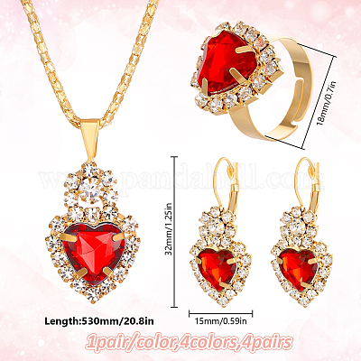 Комплект украшений в форме сердца со стразами SJEW-HY0001-09-1