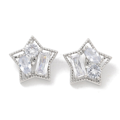 Стойка покрытие латунные микропаве прозрачные кубические циркониевые кнопки KK-K293-19P-1