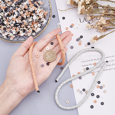 12 нить 6 цвета плоские круглые бусины ручной работы из полимерной глины CLAY-PH0001-40A-02-1