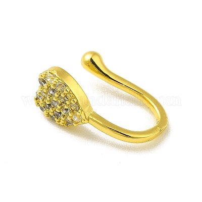 Прозрачная клипса в форме сердца из кубического циркония на кольце в носу AJEW-F059-22G-1