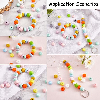 100Pcs 12MM Silicone Abacus Beads Silicone Beads Bulk Colorful Spacer Beads Silicone  Bead Kit for Keychains Bracelets Necklaces DIY Crafts Making, Mixed Color,  12mm, Hole: 2mm