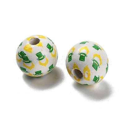 Серия ко дню святого патрика печатные деревянные европейские бусины схима&nbsp;WOOD-V002-01B-1