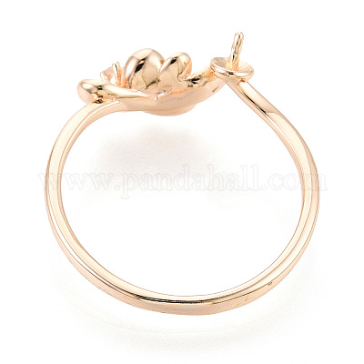 Оправы для колец-манжет из цветочной латуни с микропаве из прозрачного кубического циркония KK-T076-79G-1