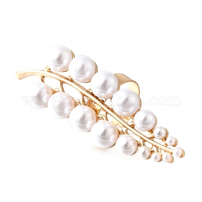 Открытое кольцо-манжета из сплава с пластиковой жемчужиной RJEW-V006-01G-1