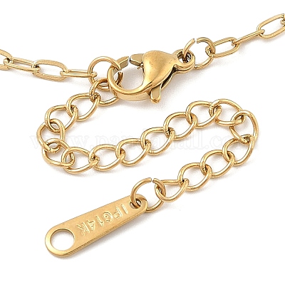 Ионное покрытие (ip) 304 нержавеющая сталь текстурированная подвеска в форме сердца скрепка цепочка ожерелье для женщин NJEW-F328-04G-1