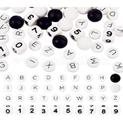 56шт набор силиконовых бусин с буквами и цифрами&nbsp;SIL-PH0001-32-1